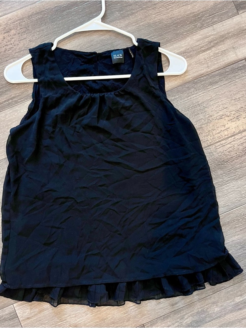 Saks Fifth Avenue Black‎ Label Black Sleeveless Ruffle-Hem Shell
